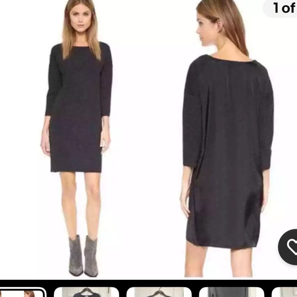 Vince grey wool shift dress with polyester back